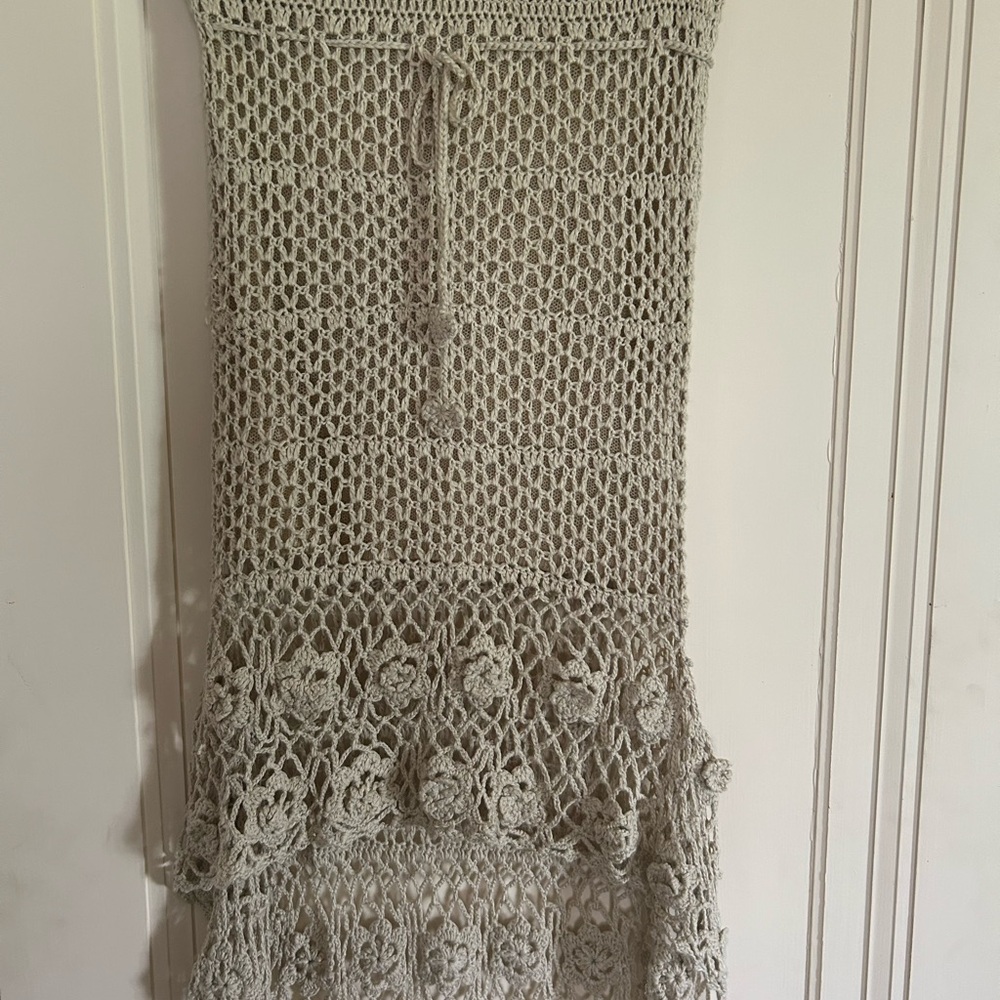 Beige Crochet Knit Dress